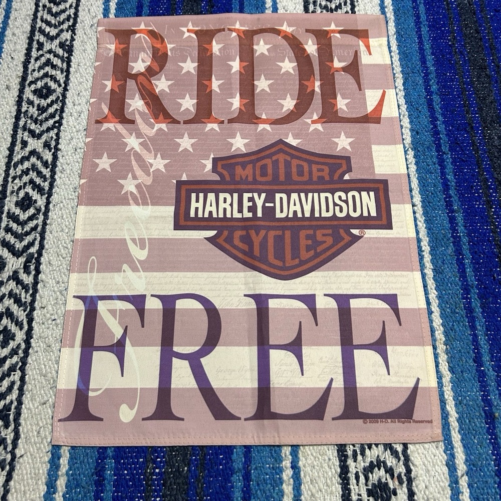 Harley Davidson Ride Free American Flag Garden Banner 12x18 2009 Motorcycle